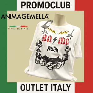 Дамска тениска Anima Gemella, бяла с камъчета, 100 % памук  размер S, Италия